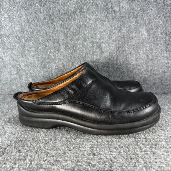 Birkenstock Footprints Clogs Womens 37 / 6.5 Black Leather Mules Comfort - Picture 1 of 13